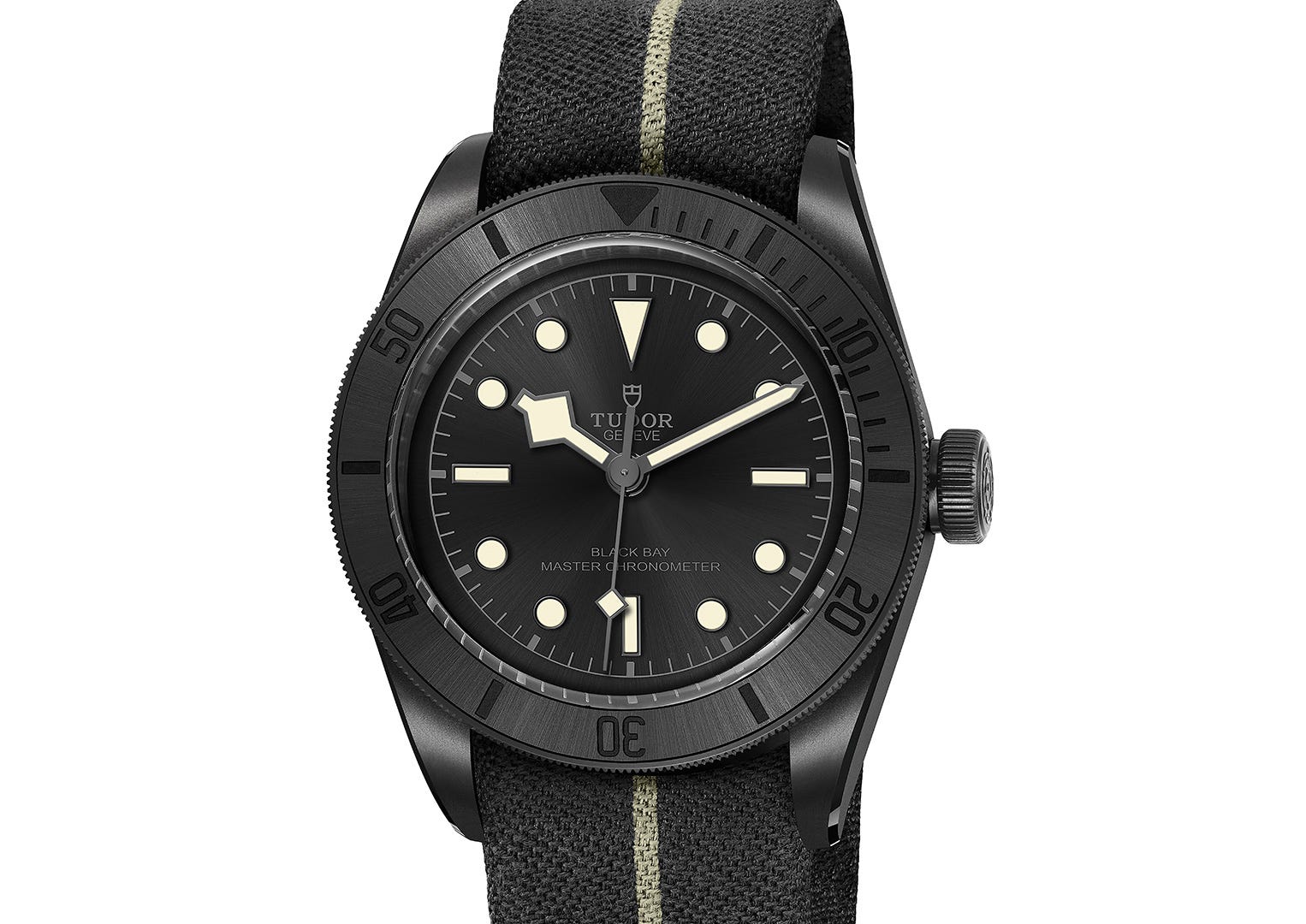 The Tudor Black Bay uses off-white Super-Luminova rather than go full black